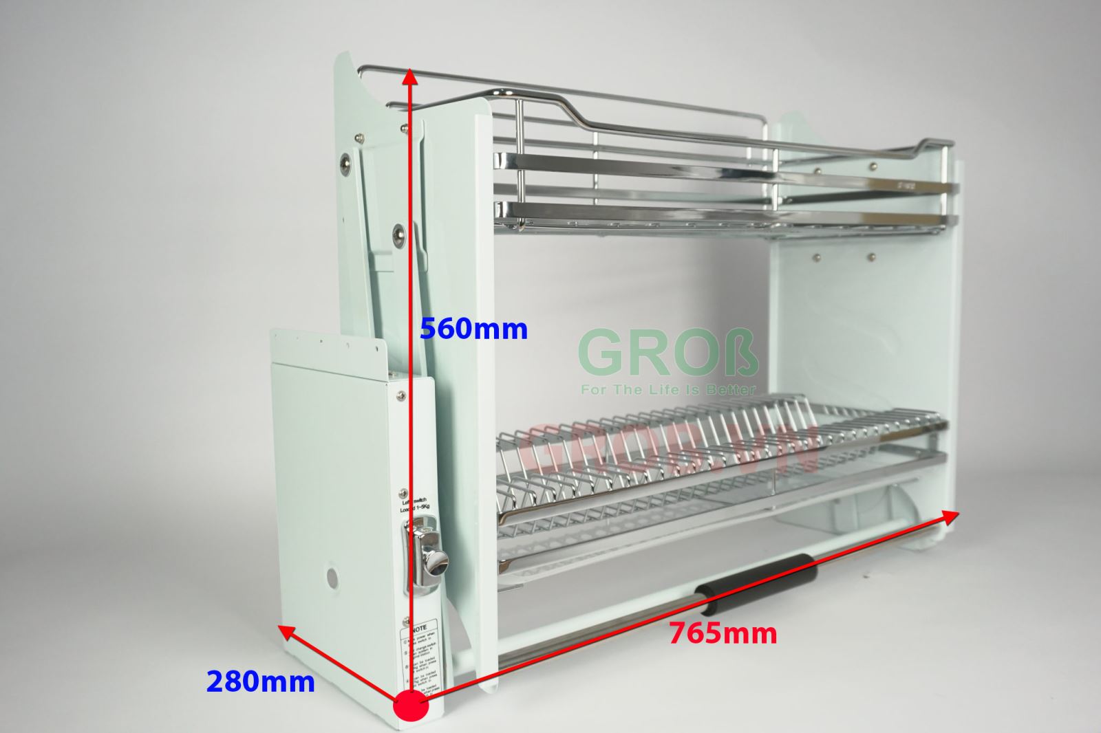 kích thước giá bát nâng hạ grob inox 304 chính hãng