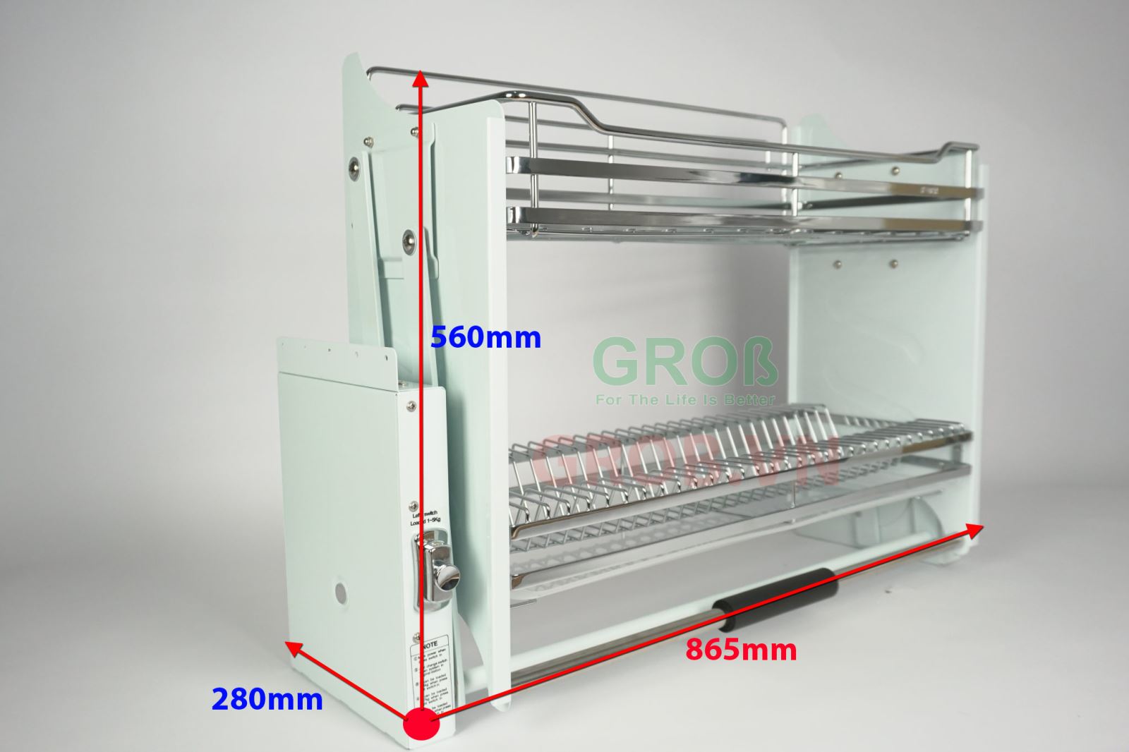 kích thước giá bát nâng hạ grob inox 304 chính hãng